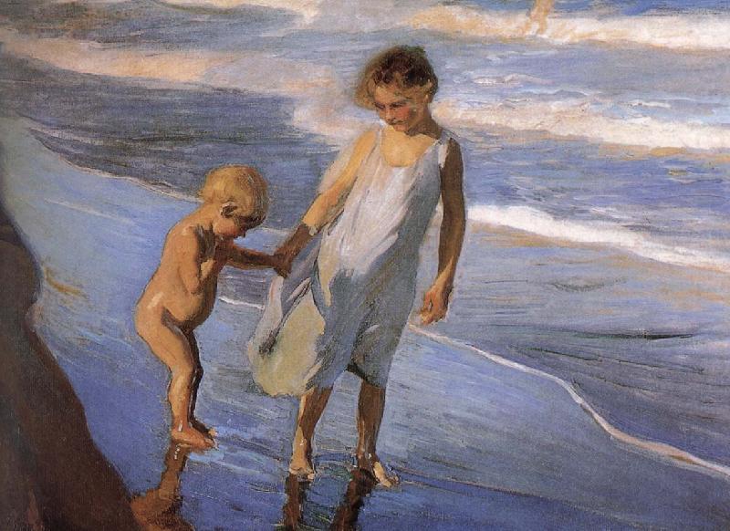 Joaquin Sorolla Two children in Valencia Beach china oil painting image